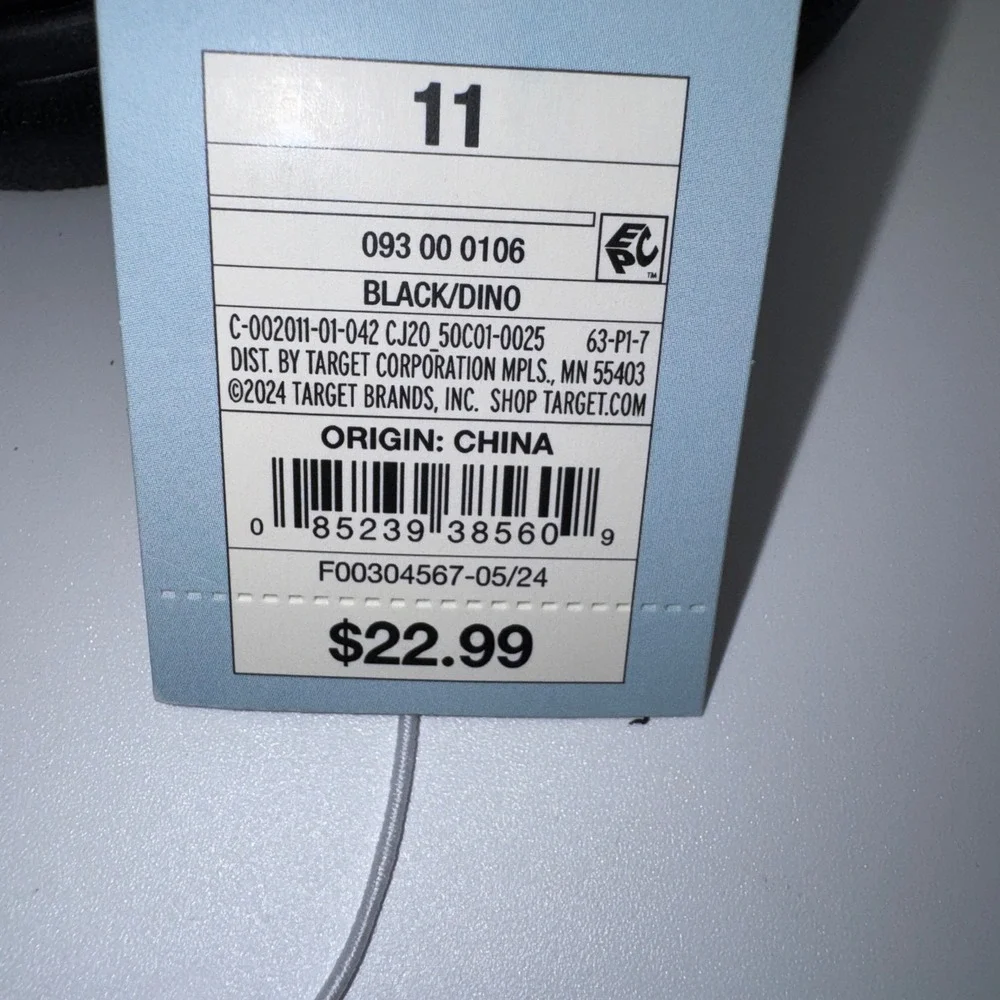 Cat & Jack Toddler Boys Dino Sneakers Black Size 11T Hook Loop NWT